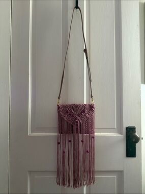 Boho Fringe Crossbody Bag in Mauve